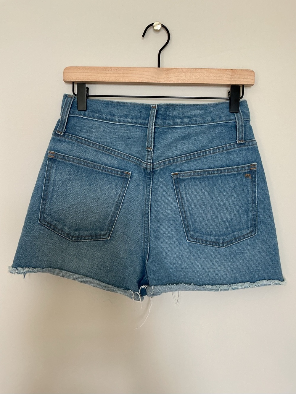 Madewell Perfect Vintage Jean Shorts High Rise 100% Cotton Raw Hem - Picture 3 of 8